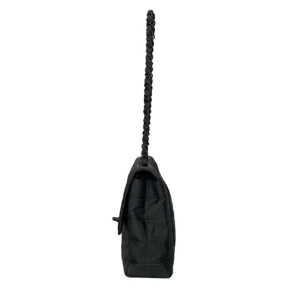 Auth CHANEL New Travel Line / Chocolate Bar Stitch Black Nylon Jacquard - Picture 4 of 14